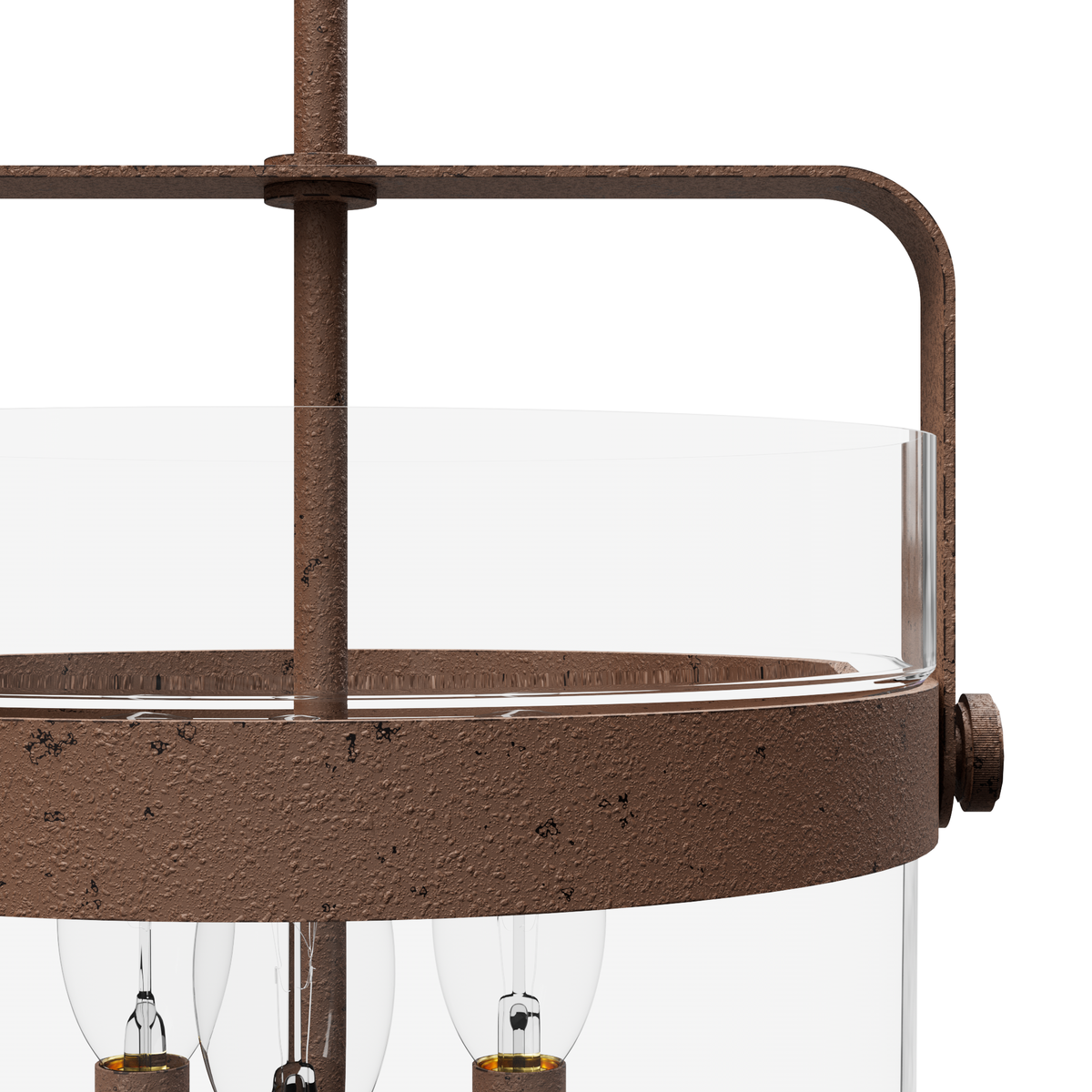 Karloff 12-inch 3-light Textured Rust Lantern Pendant with Clear Glass
