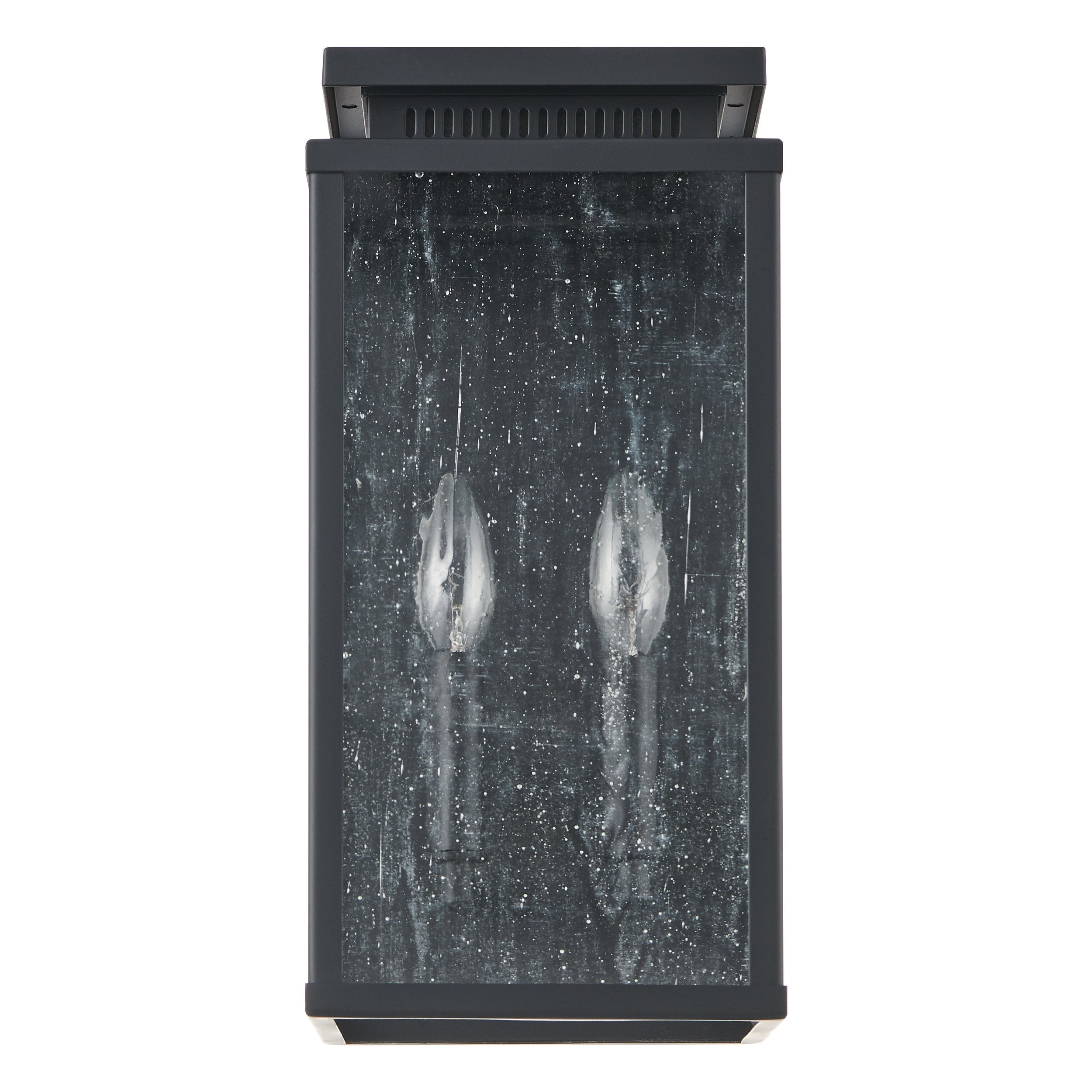 Overton 14-inch 2-light Matte Black Exterior Wall Sconce with Clear Antique Glass