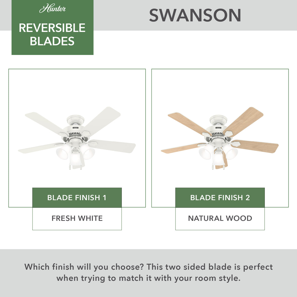 44 inch Swanson ENERGY STAR® Fresh White Ceiling Fan with LED Light Kit and Pull Chain