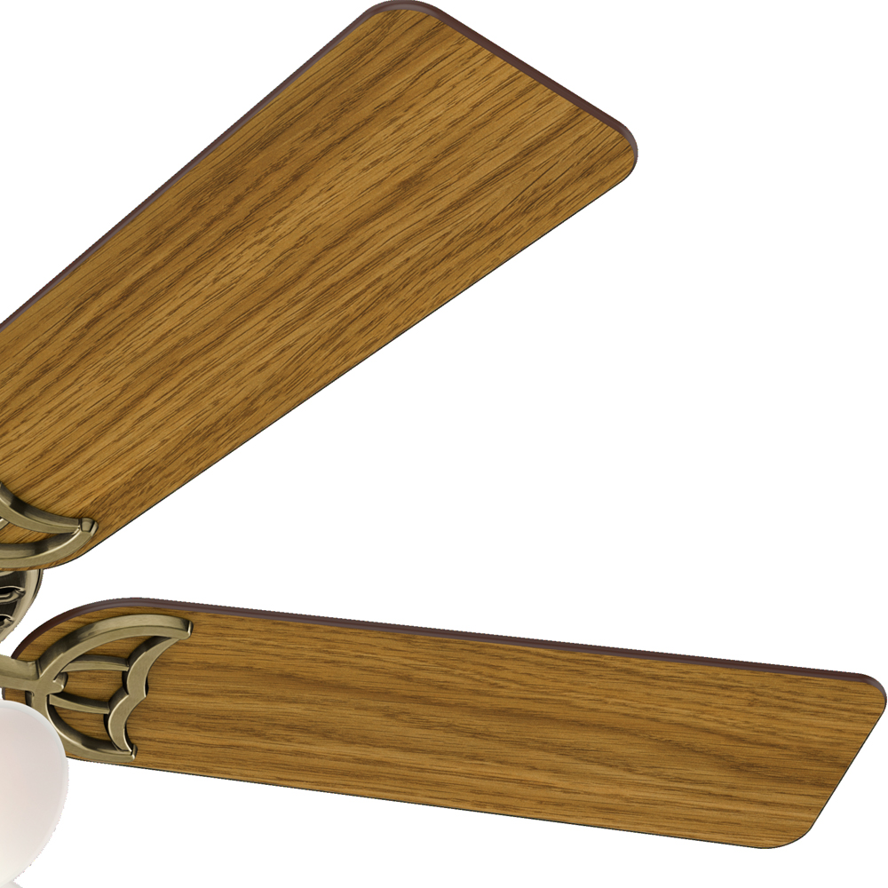 52 inch Studio Series Antique Brass Ceiling Fan with LED Light Kit and Pull Chain