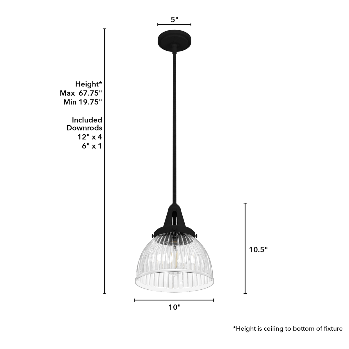 Cypress Grove 10-inch 1-light Natural Black Iron Industrial Pendant with Clear Holophane Glass