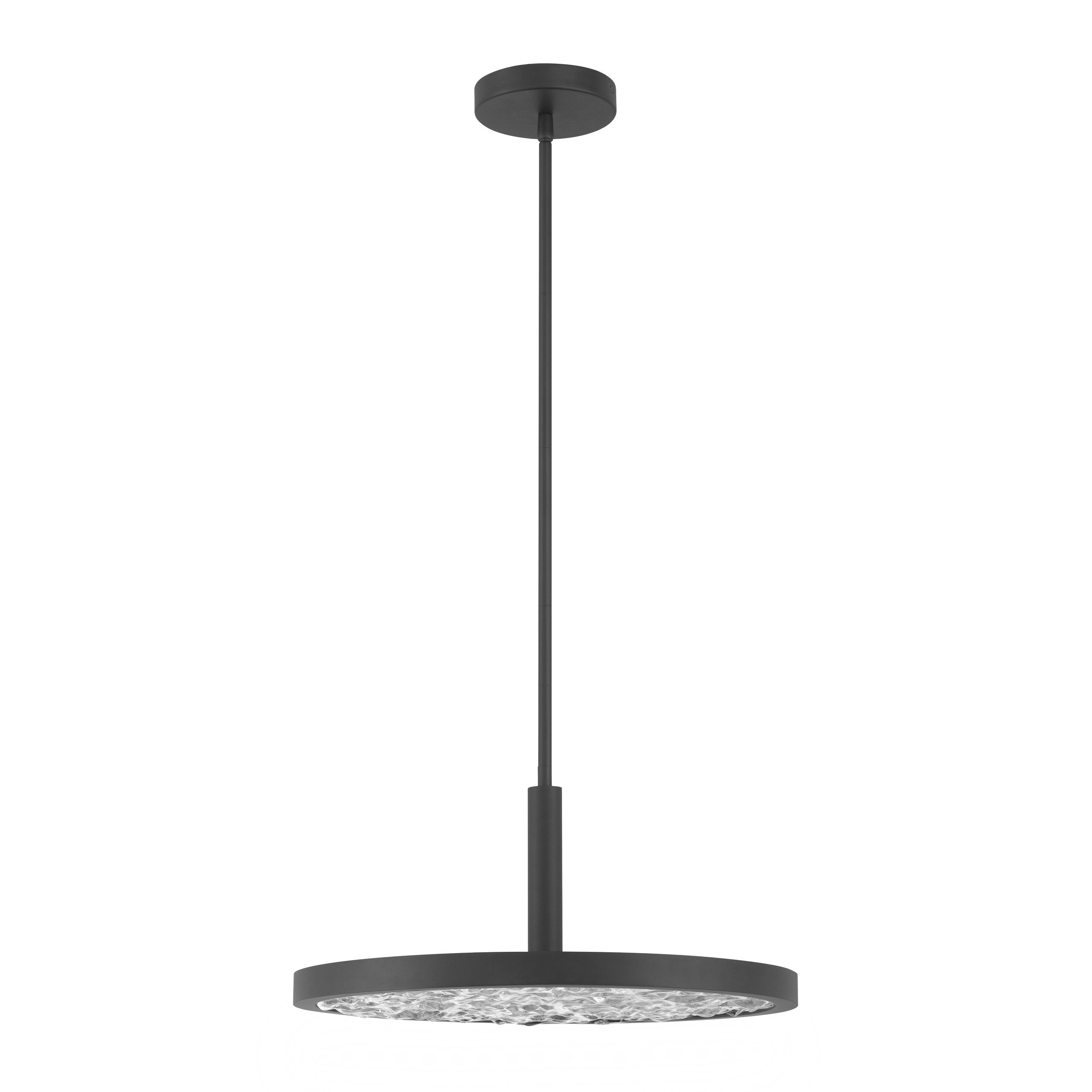 Courtney 18-inch Textured Black 5CCT LED Convertible Pendant with Clear Water Glass