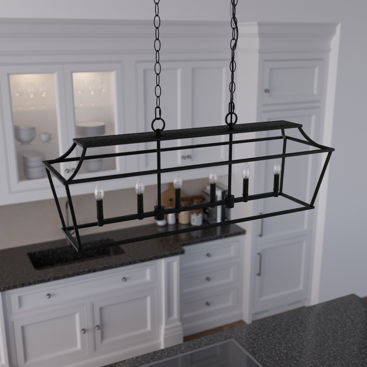 Laurel Ridge 42-inch 6-light Natural Black Iron Linear Chandelier