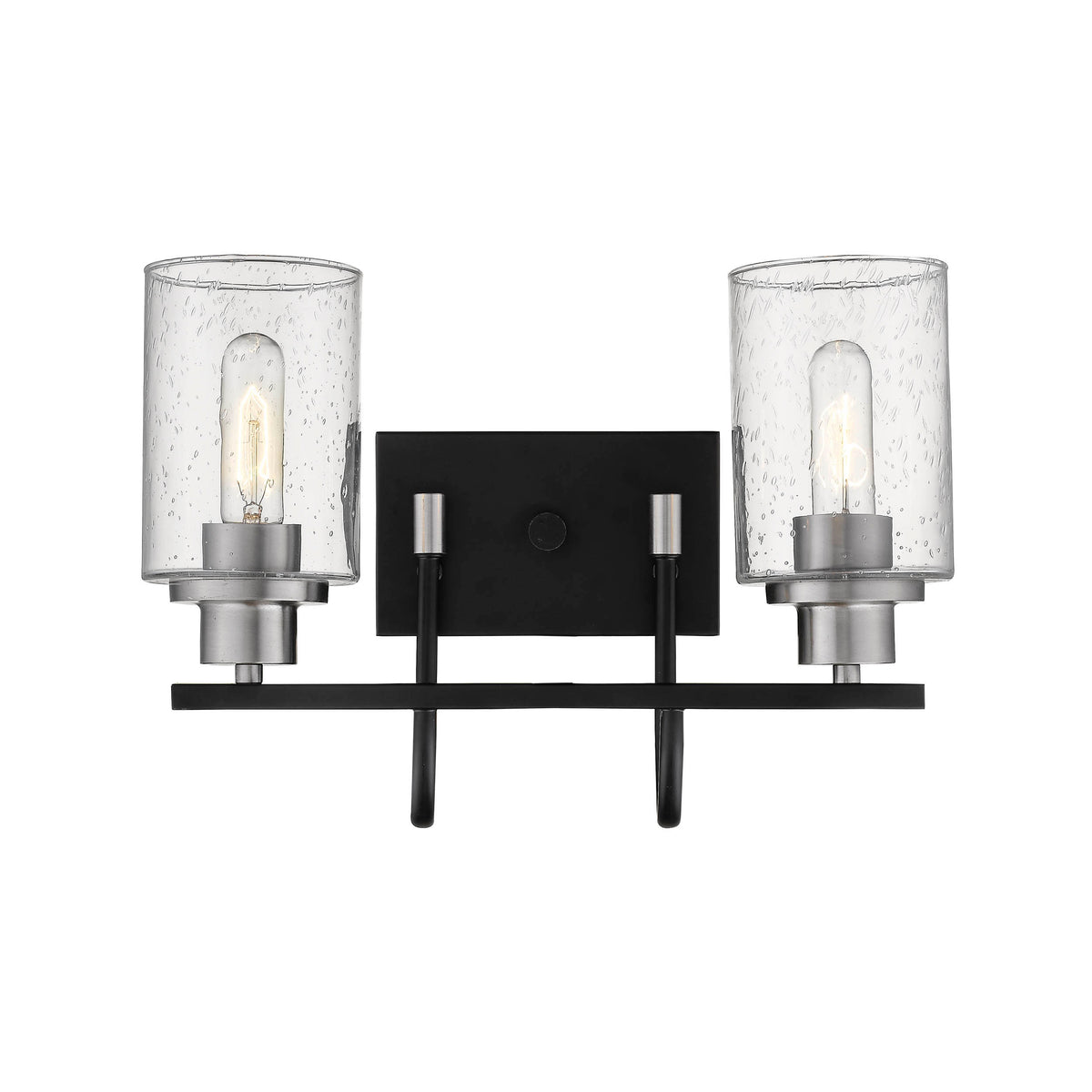 16'' Clifton Matte Black/Brushed Nickel 2 Light Bath Vanity