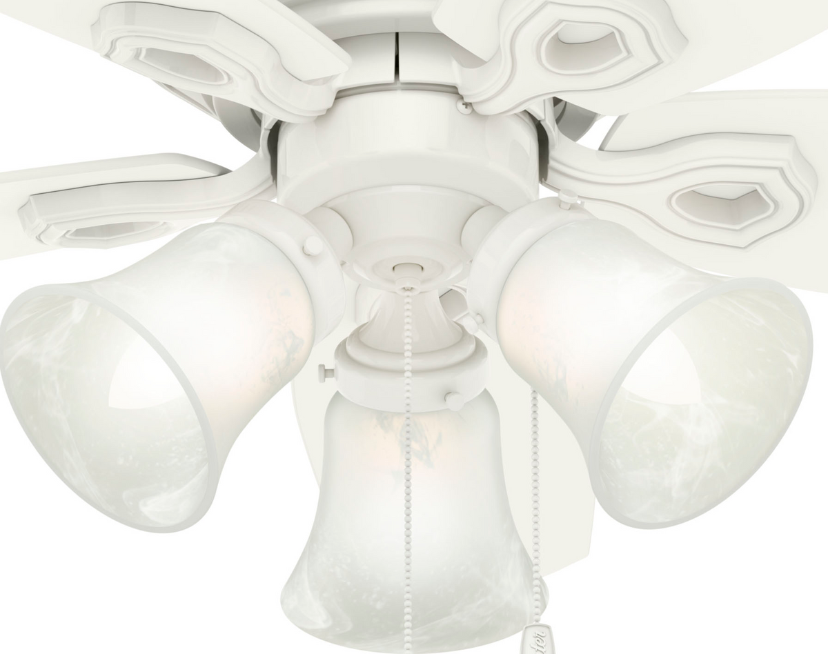 42 inch Builder Snow White Low Profile Ceiling Fan with LED Light Kit and Pull Chain