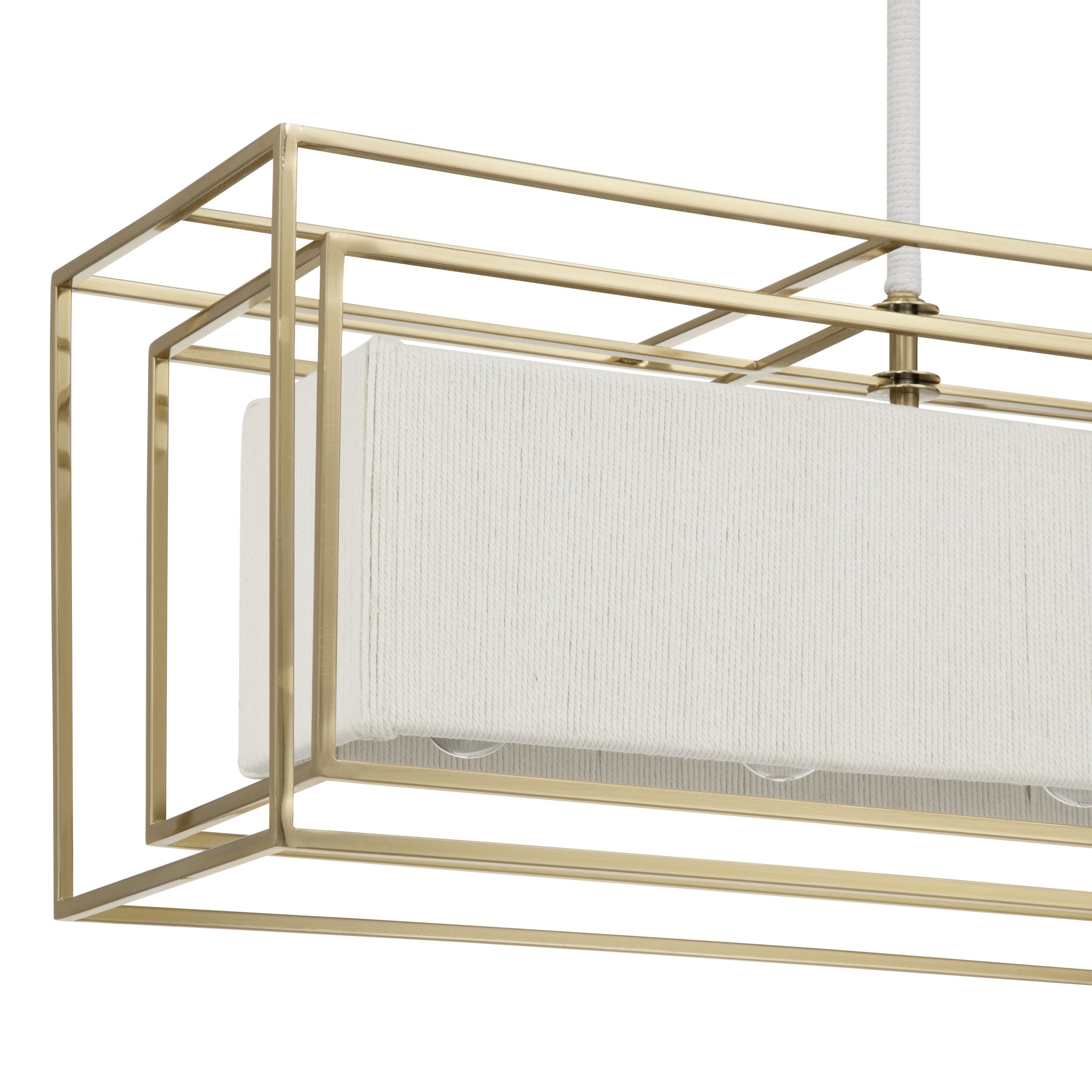 Abbey 42-inch 5-light Brass Linear Chandelier with Cream Cotton Rope Shade