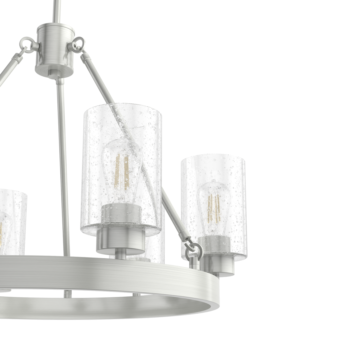 Hartland 24-inch 6-light Brushed Nickel Chandelier with Seeded Glass