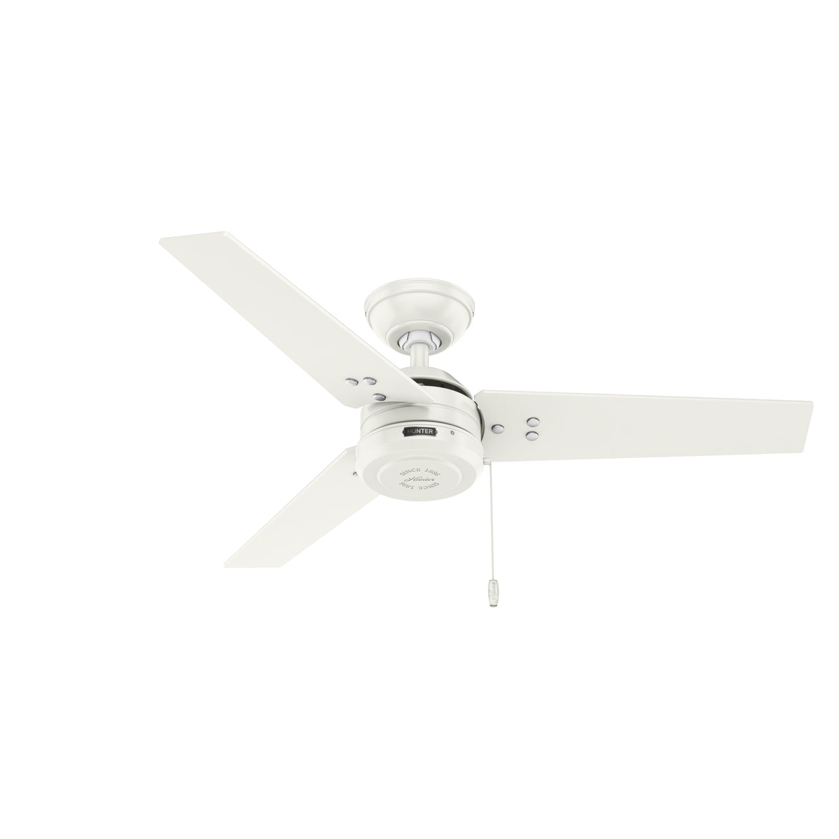 44 inch Cassius Fresh White Damp Rated Ceiling Fan and Pull Chain