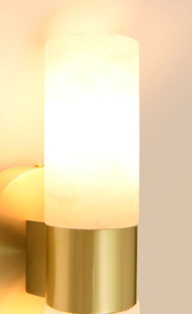 Luella 2 Light Brass Wall Sconce with Alabaster Shades