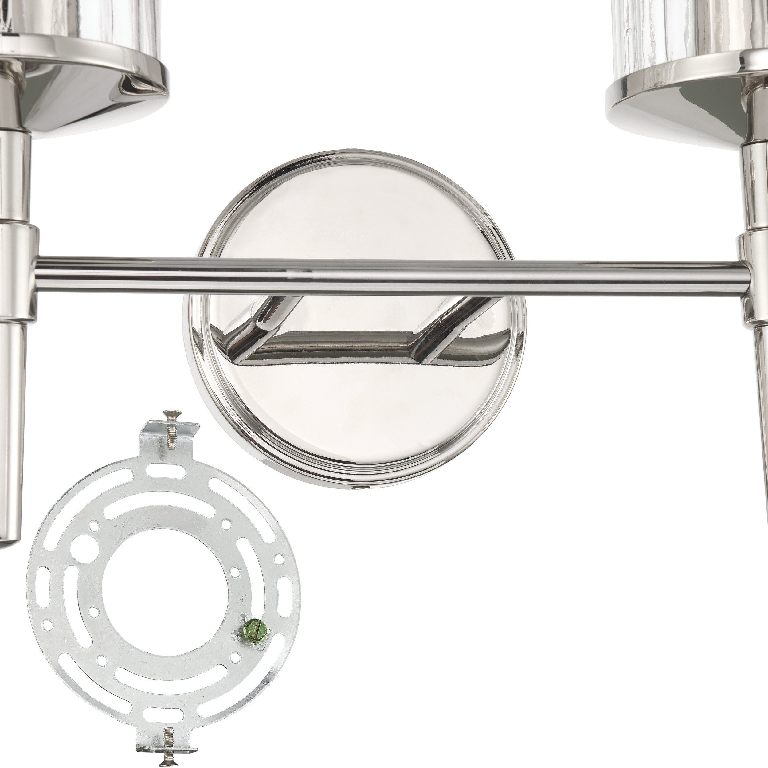 Andrea 15-inch 2-light Polished Nickel Vanity Light with Clear Ribbed Glass Shades