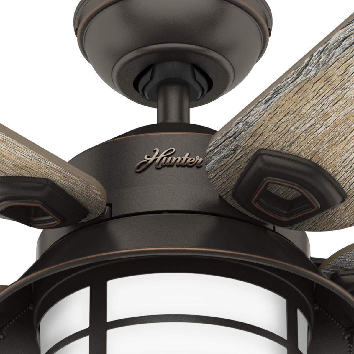 54 inch Key Biscayne Onyx Bengal Damp Rated Ceiling Fan with LED Light Kit and Pull Chain