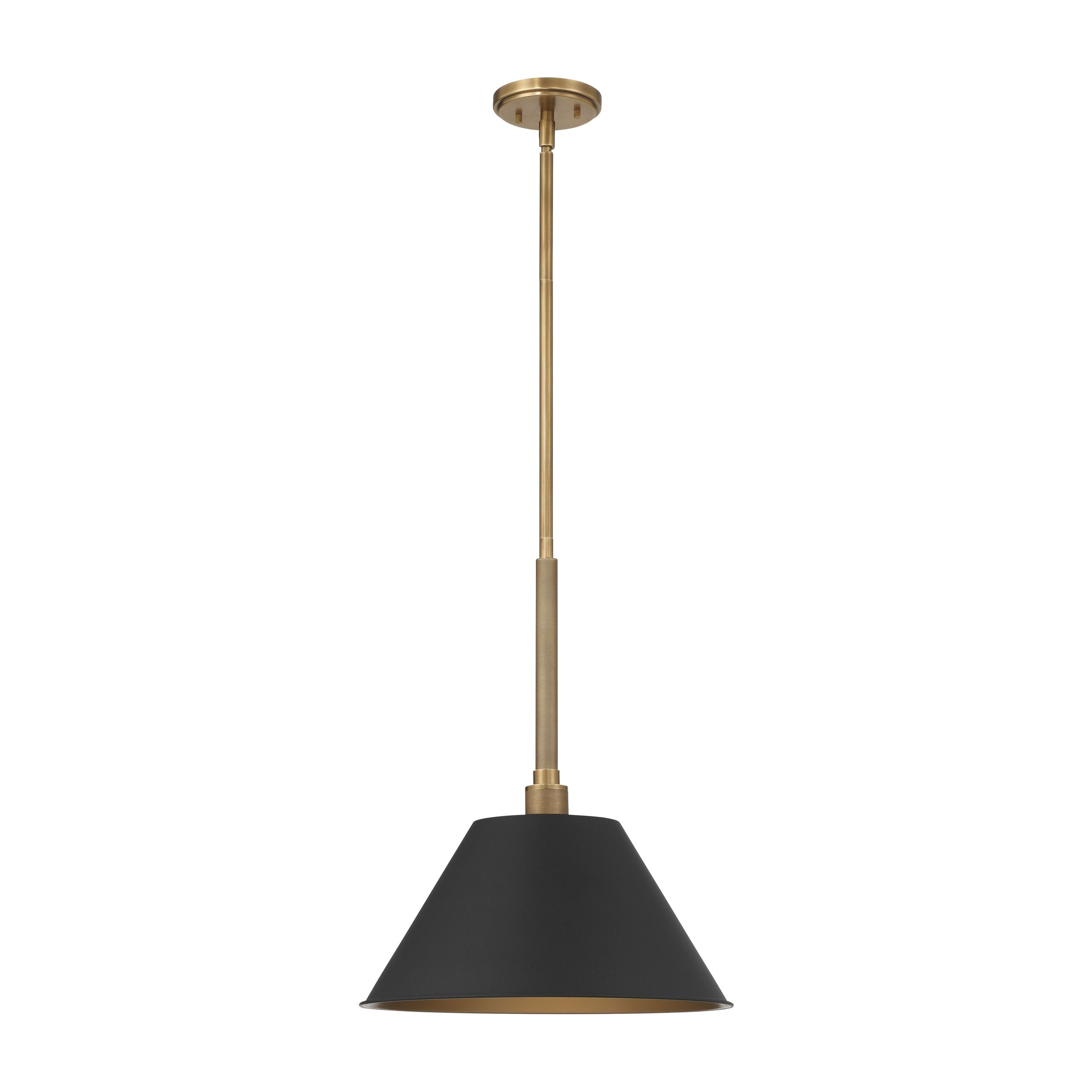 Mcgill 16-inch 1-light Natural Brass Pendant Light with Matte Black and Gold Metal Shade