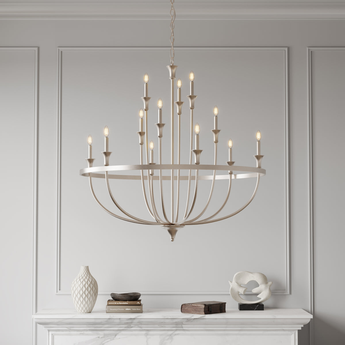 40.2'' Emery Brushed Nickel 12 Light Chandelier