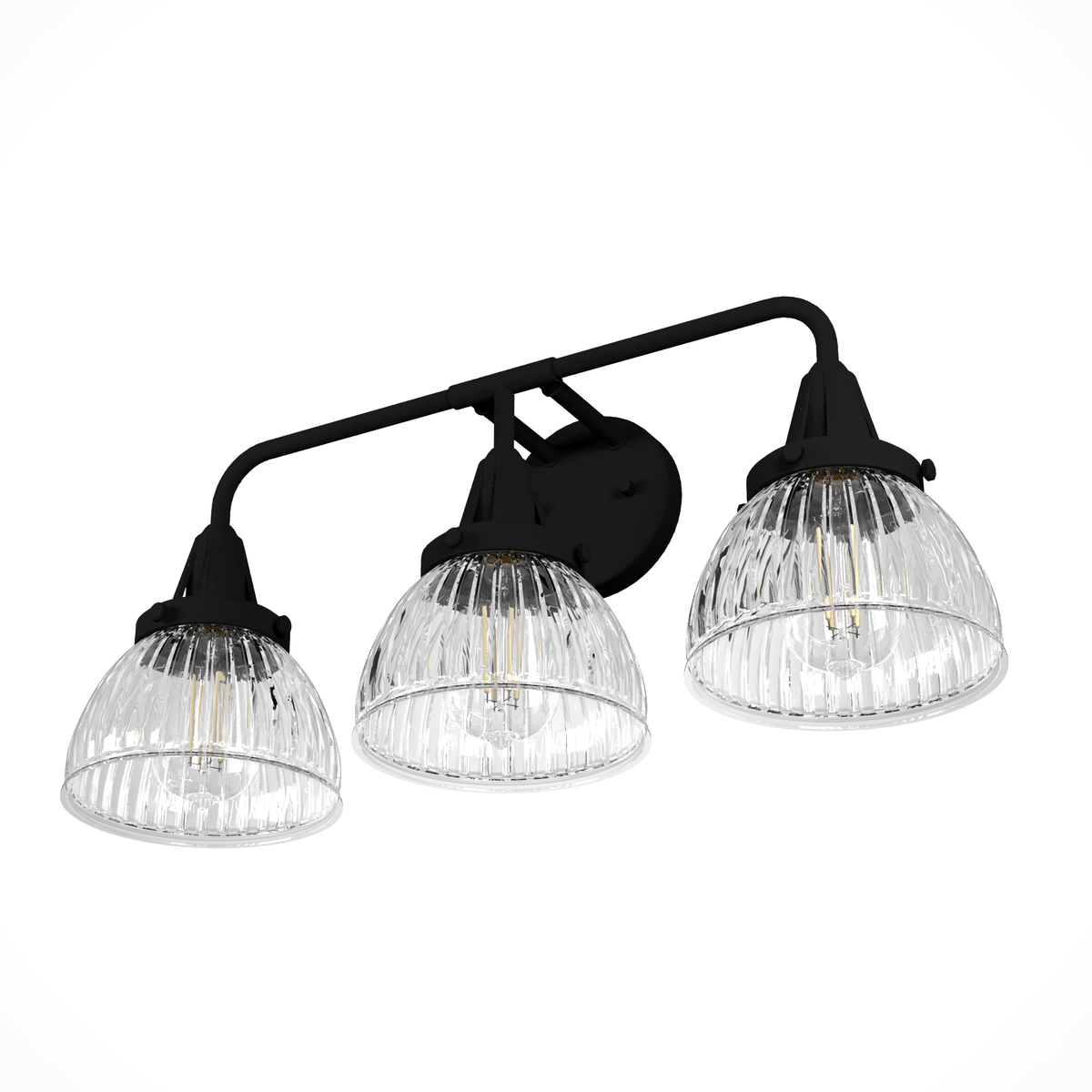Cypress Grove 24.25-inch 3-light Natural Black Iron Vanity Light with Clear Holophane Glass