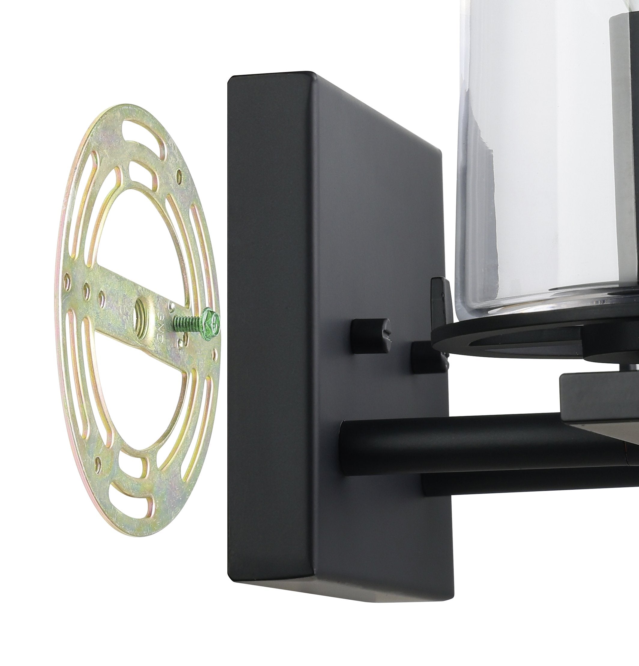 Jared 15-inch 2-light Matte Black Vanity Light with Clear Glass Shades