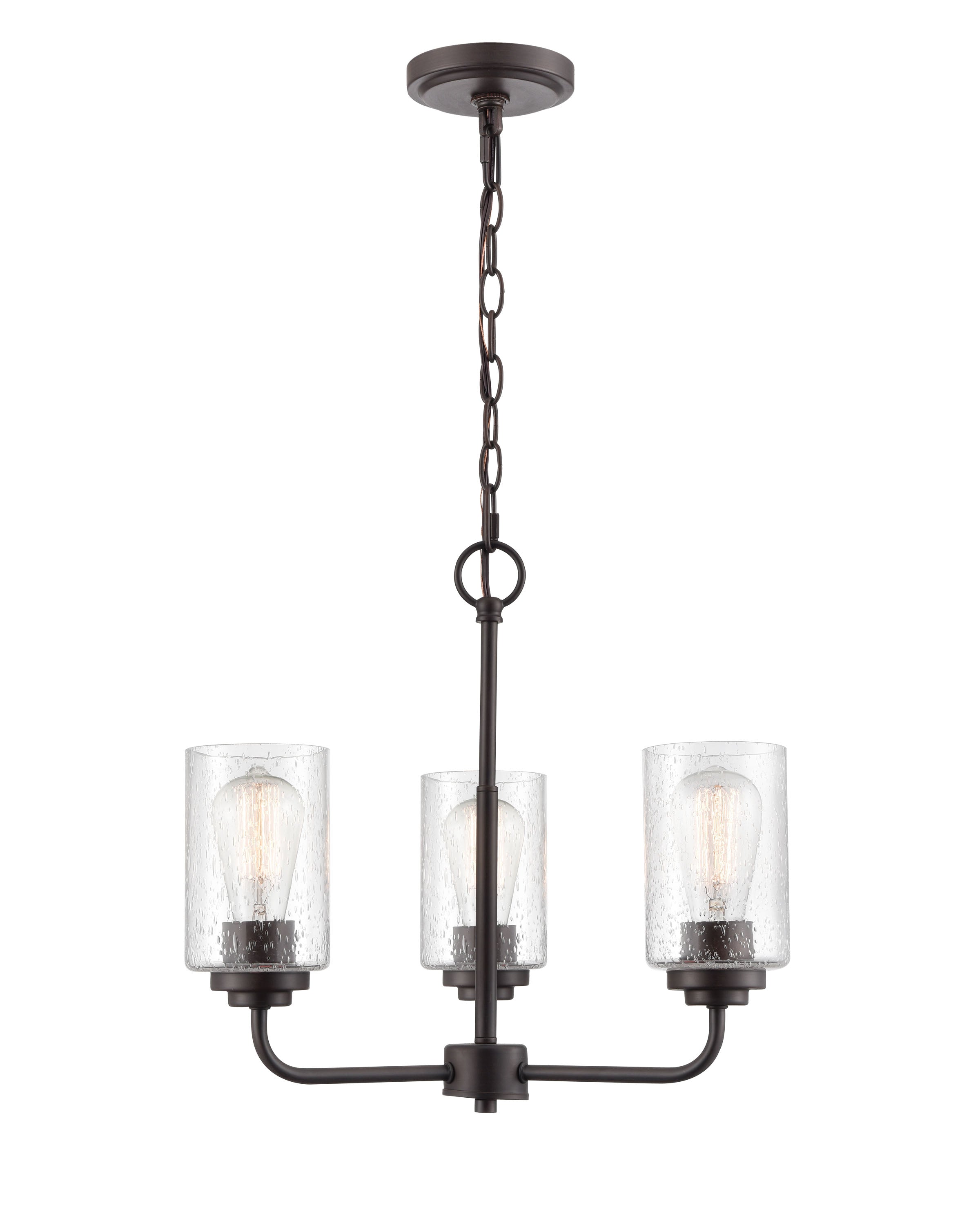 16'' Moven Rubbed Bronze 3 Light Chandelier