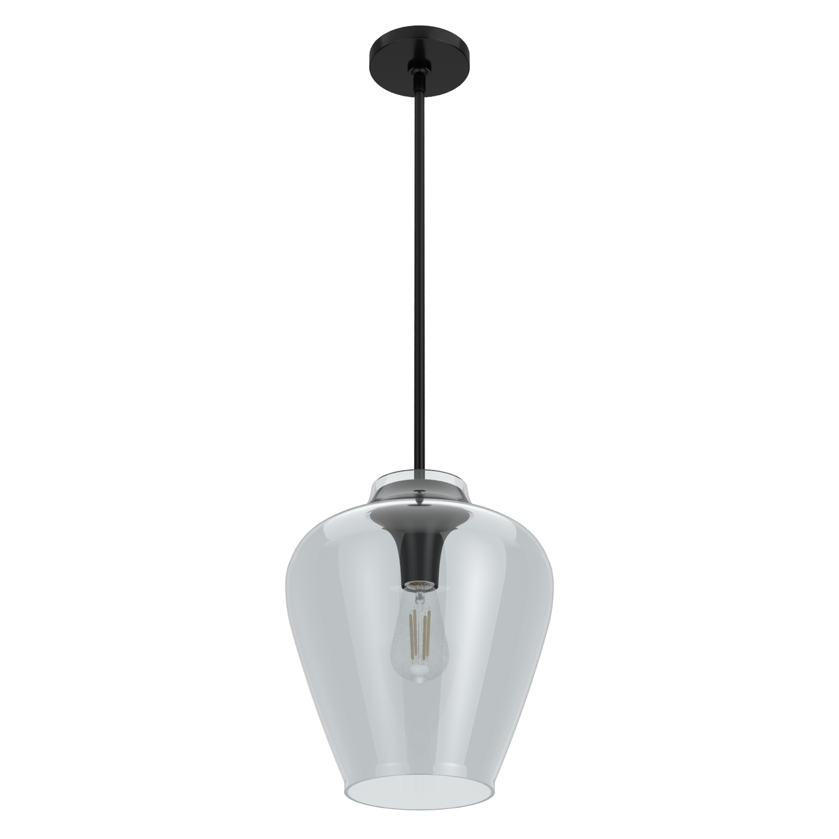 Vidria 12-inch 1-light Matte Black Pendant with Smoked Glass