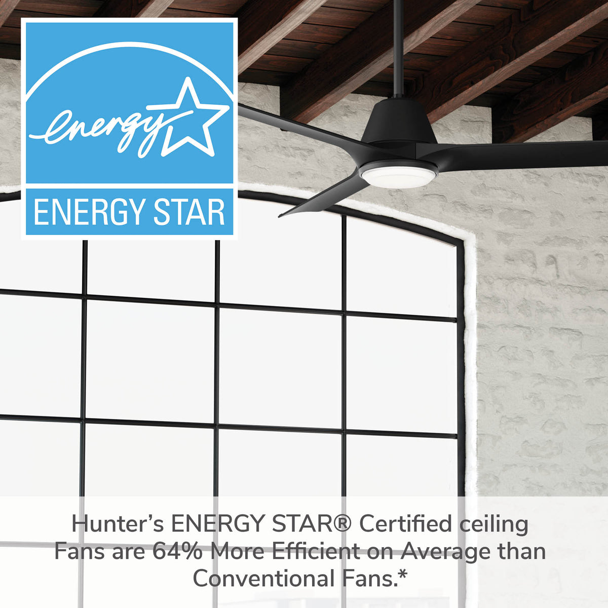60 inch Aeronaut Wi-Fi ENERGY STAR® Matte Black Damp Rated Ceiling Fan with LED Light Kit and Handheld Remote