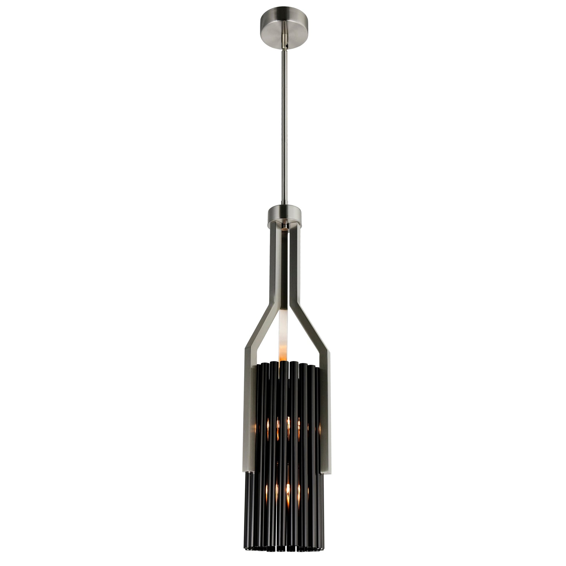 Fermont 6 Light Black Mini Pendant Satin Nickel and Pearl Black
