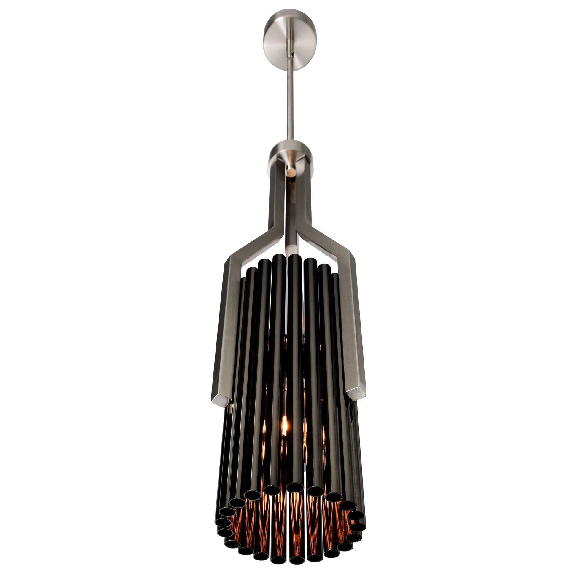 Fermont 6 Light Black Mini Pendant Satin Nickel and Pearl Black