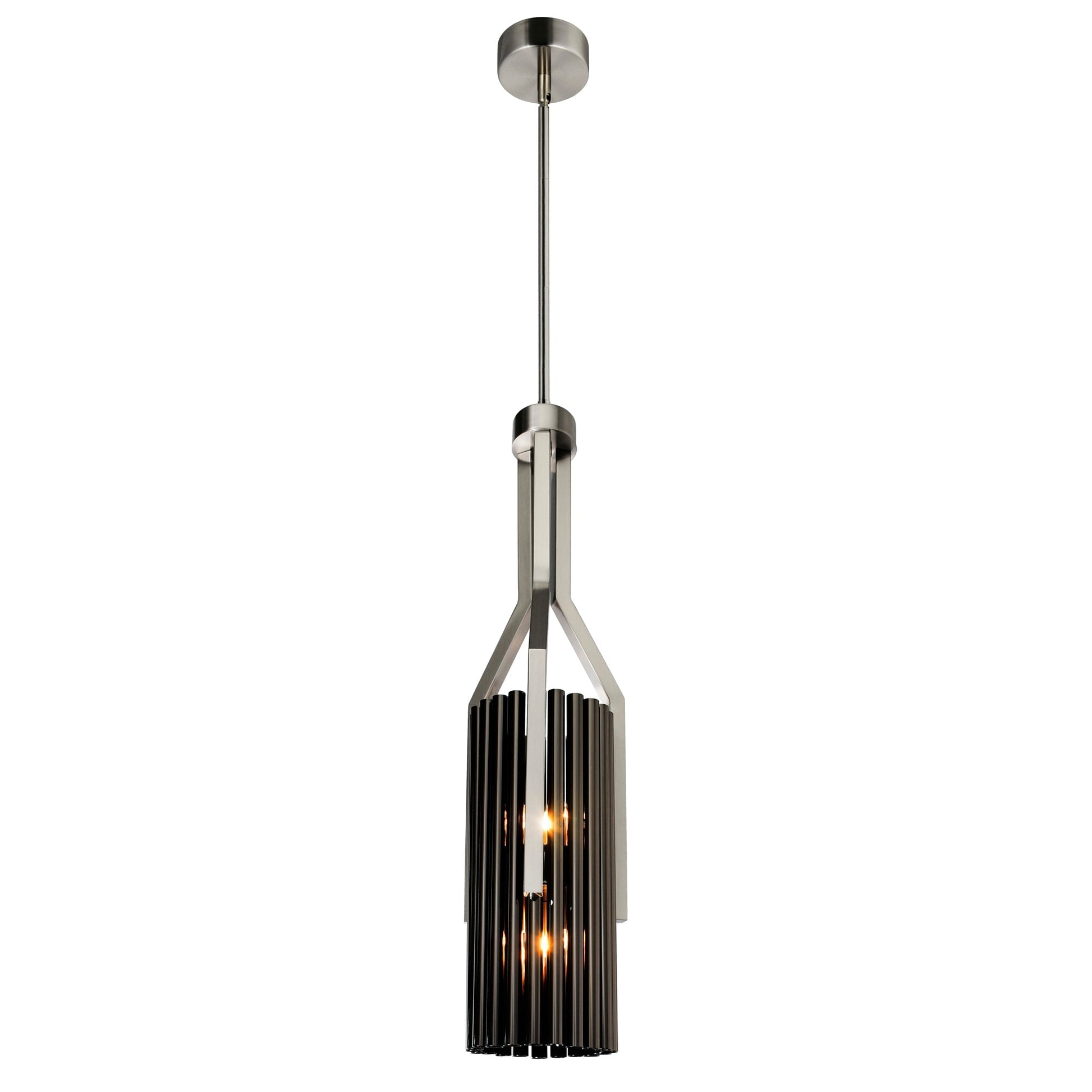 Fermont 6 Light Black Mini Pendant Satin Nickel and Pearl Black