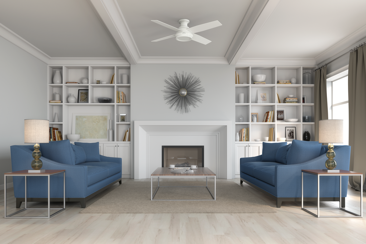 52 inch Dempsey Fresh White Low Profile Ceiling Fan and Handheld Remote