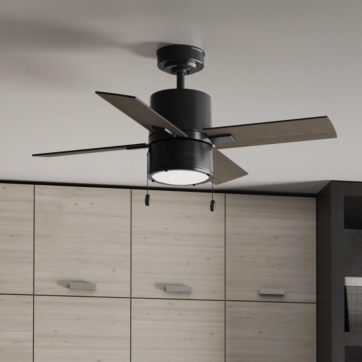42 inch Beck Matte Black Ceiling Fan with LED Light Kit and Pull Chain
