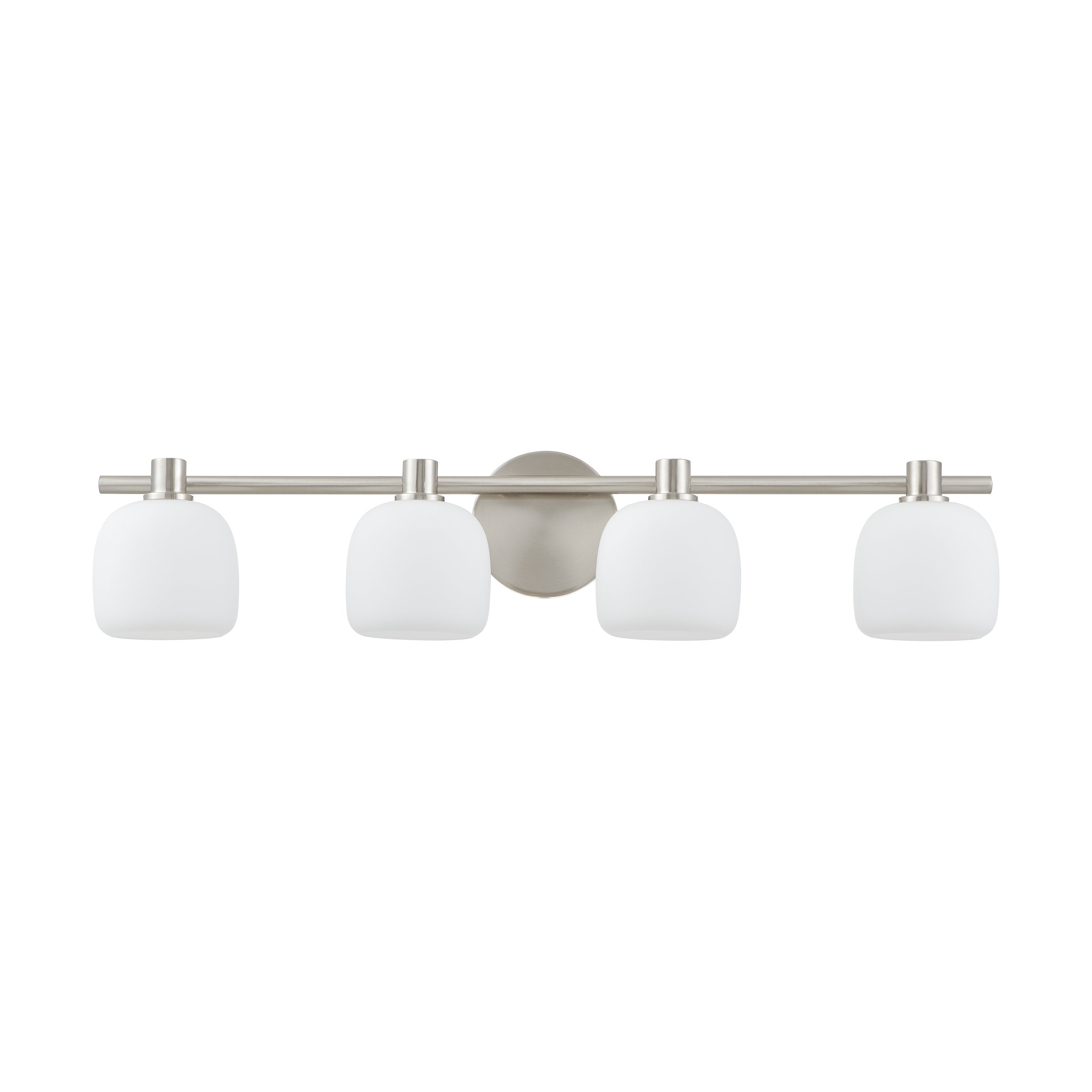 Valentina 30-inch 4-light Brushed Nickel Vanity Light with Etched Opal Glass Shades