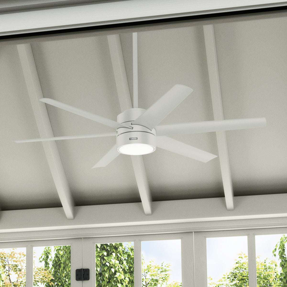 60 inch Solaria ENERGY STAR® Fresh White Damp Rated Ceiling Fan with LED Light Kit and Wall Control