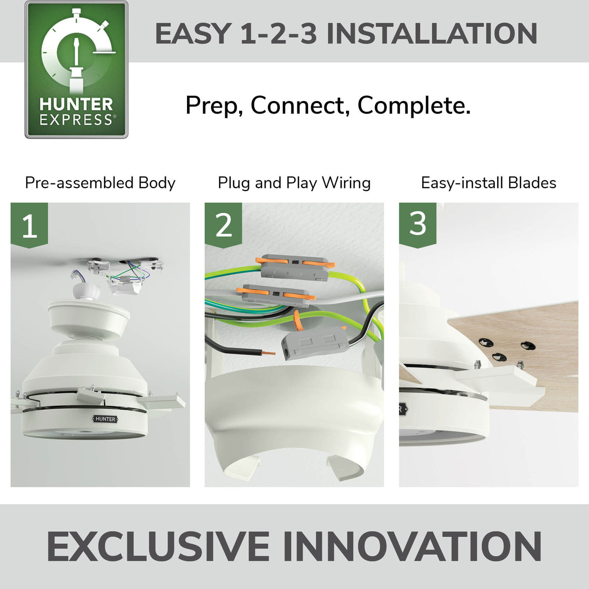 52 inch Georgetown ENERGY STAR® HunterExpress Fresh White Ceiling Fan with LED Light Kit and Handheld Remote