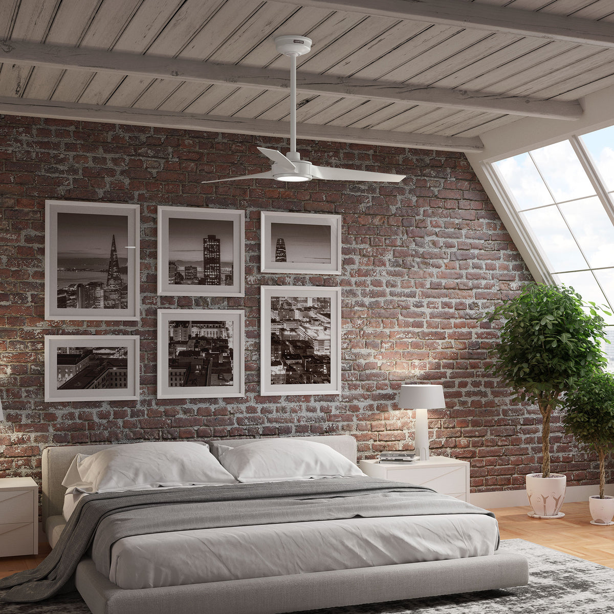 44 inch Zentech Wi-Fi ENERGY STAR® Fresh White Damp Rated Ceiling Fan with LED Light Kit and Handheld Remote