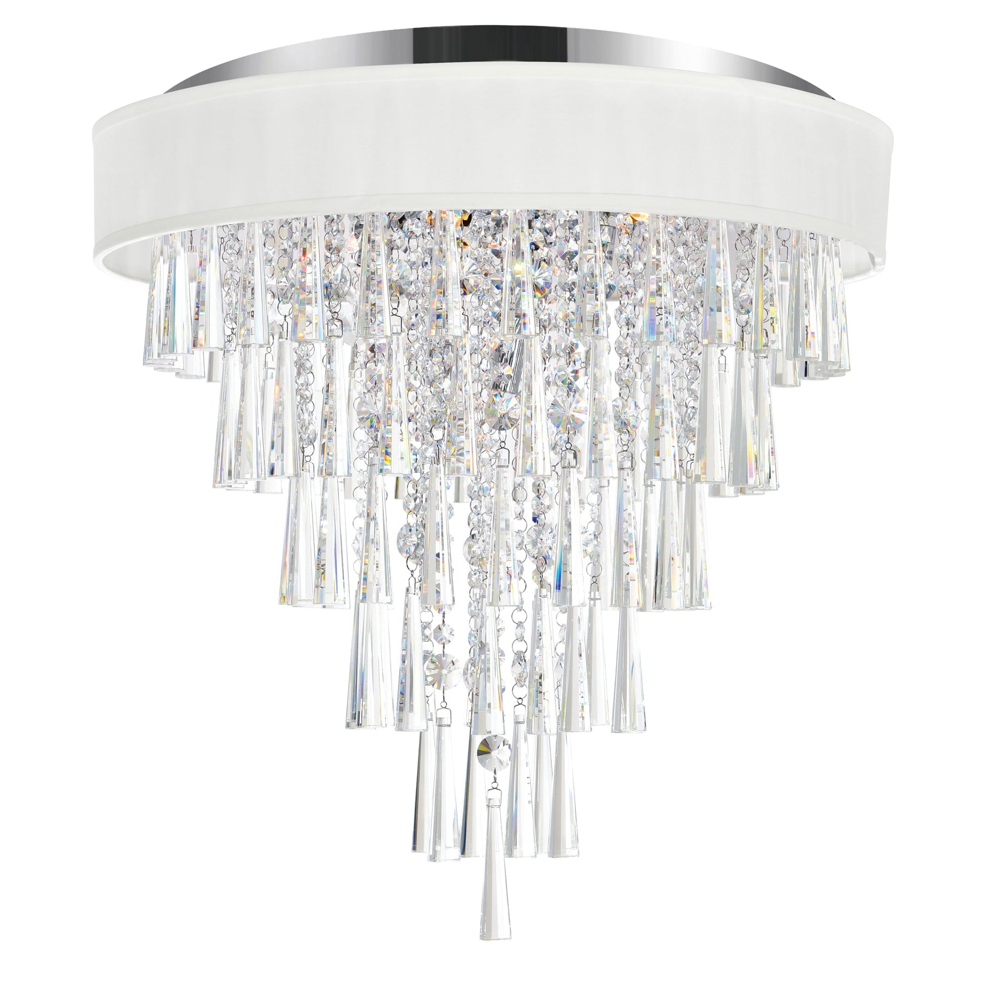 Franca 8 Light Chrome Flush Mount 22in With Off White Shade