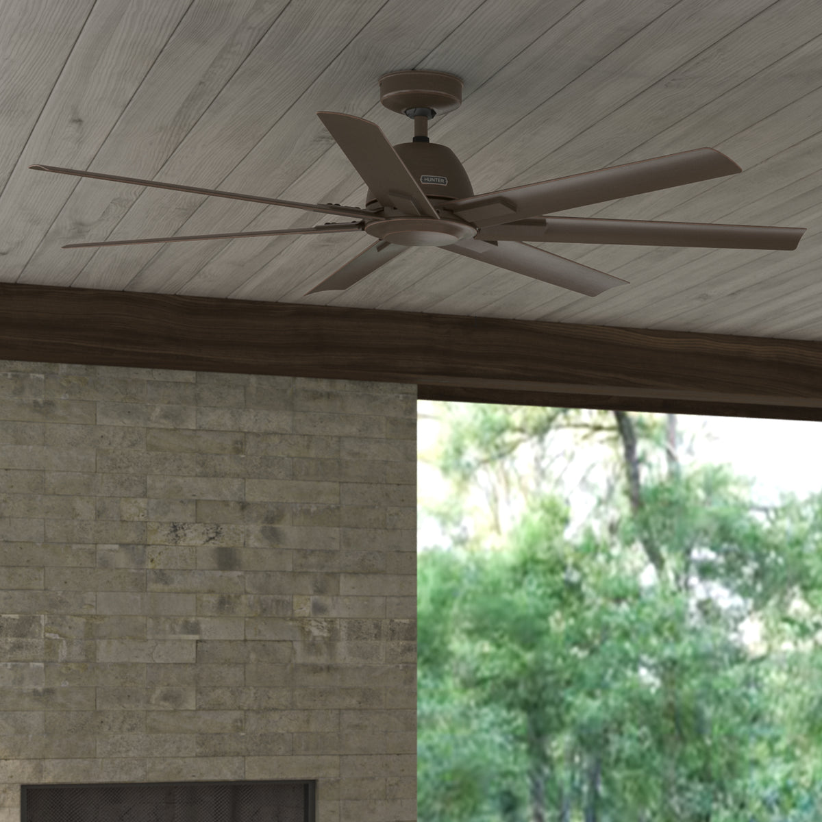 60 inch Downtown ENERGY STAR® Matte Bronze Damp Rated Ceiling Fan and Wall Control