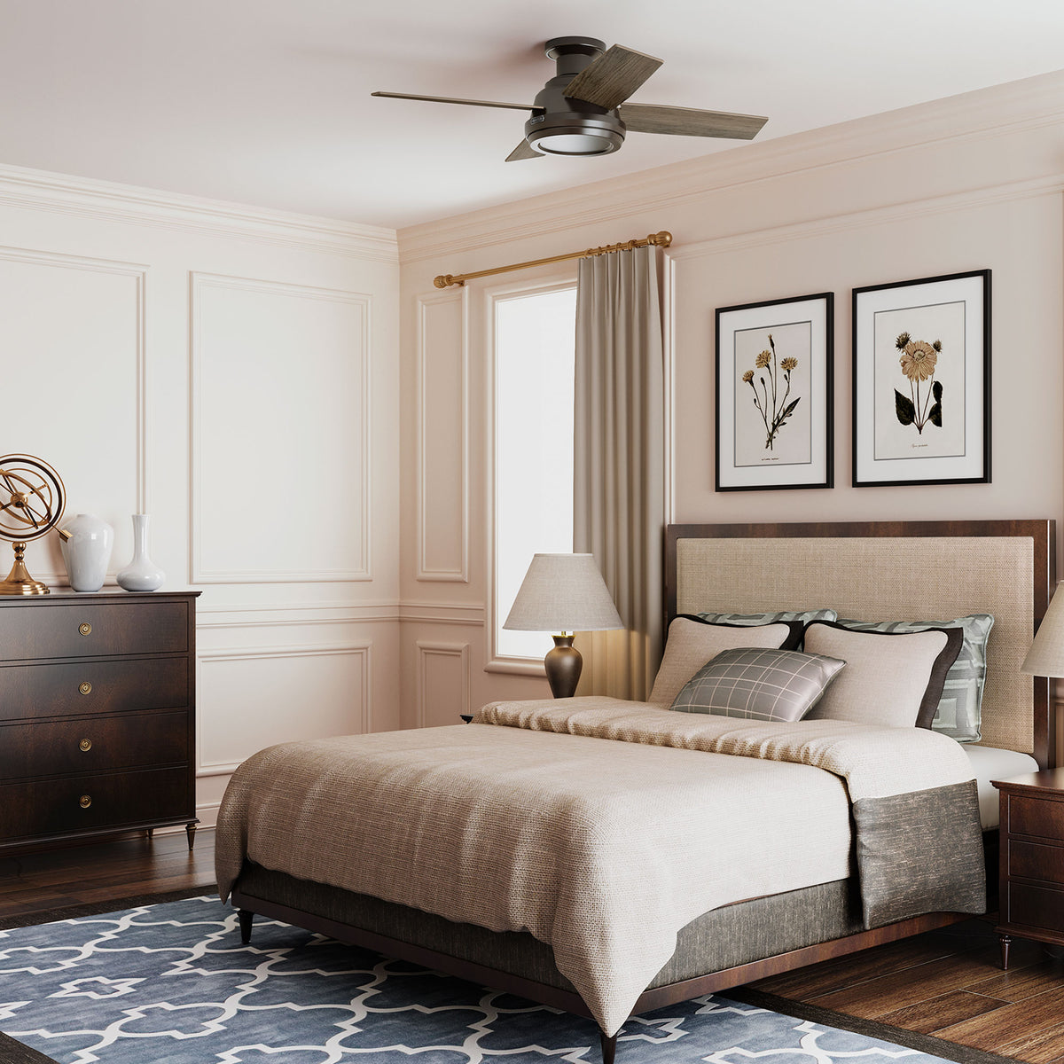 44 inch Dempsey Noble Bronze Low Profile Ceiling Fan and Handheld Remote