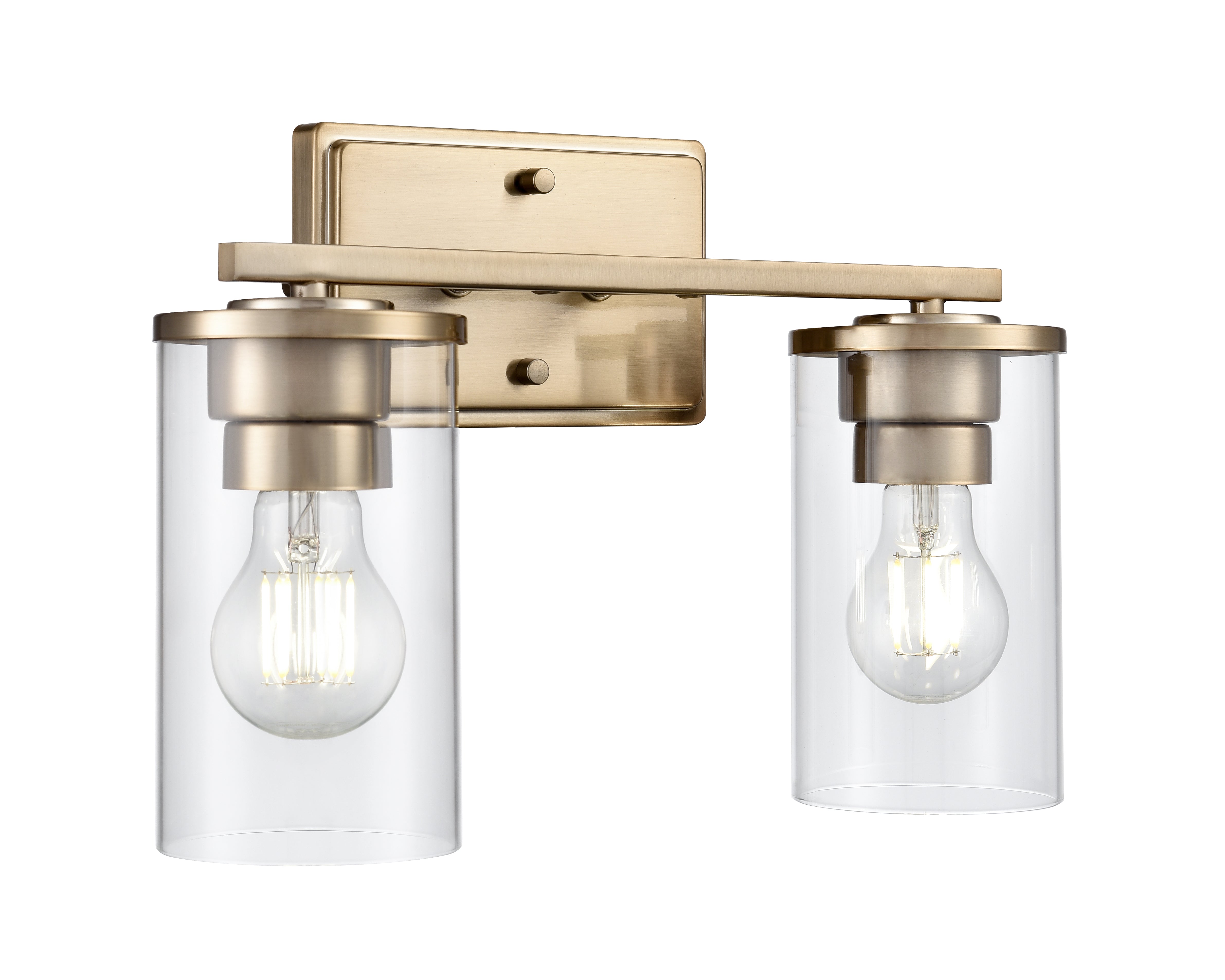 14-inch Verlana Modern Gold 2-Light Clear Glass Bathroom Vanity Light