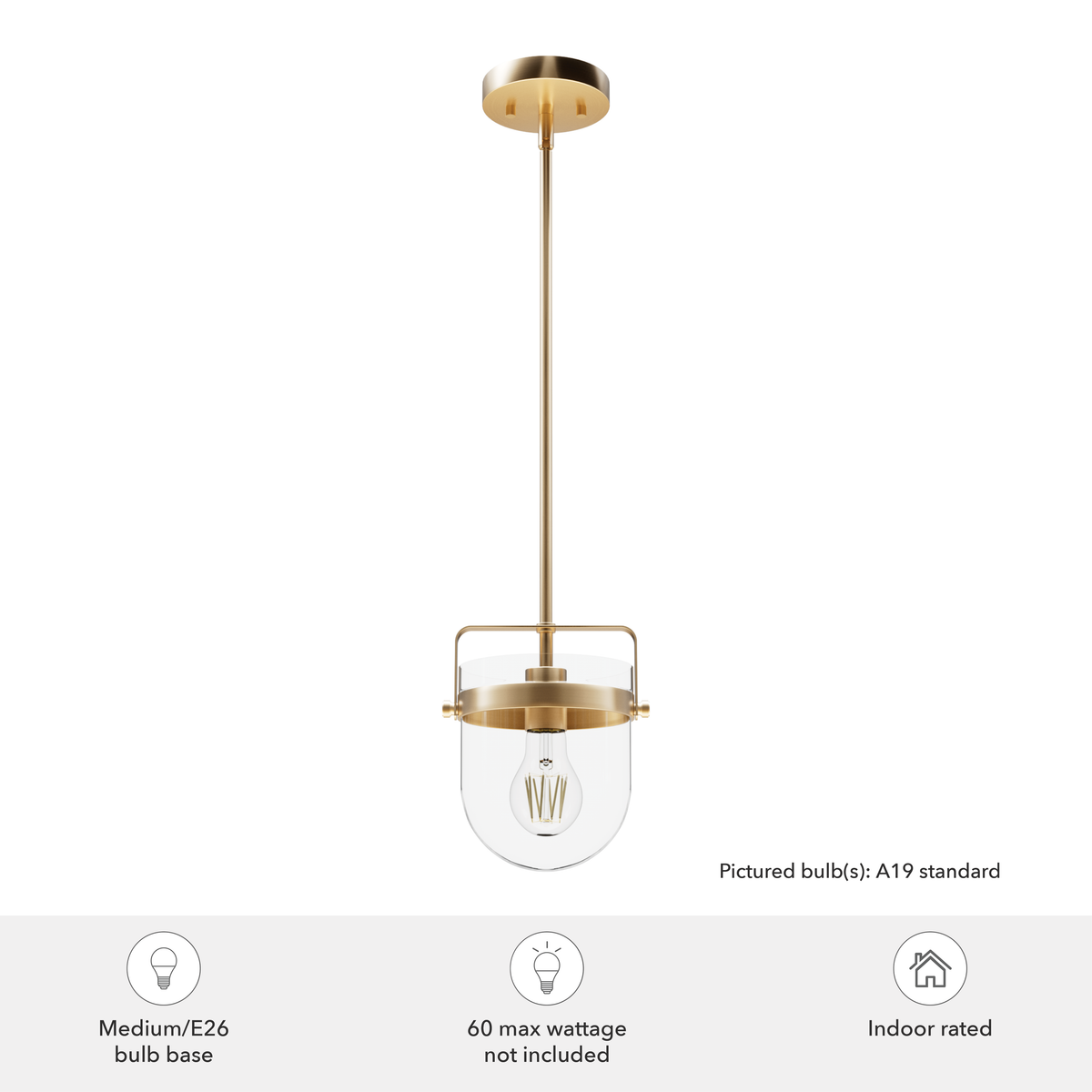 Karloff 7.5-inch 1-light Alturas Gold Lantern Pendant with Clear Glass