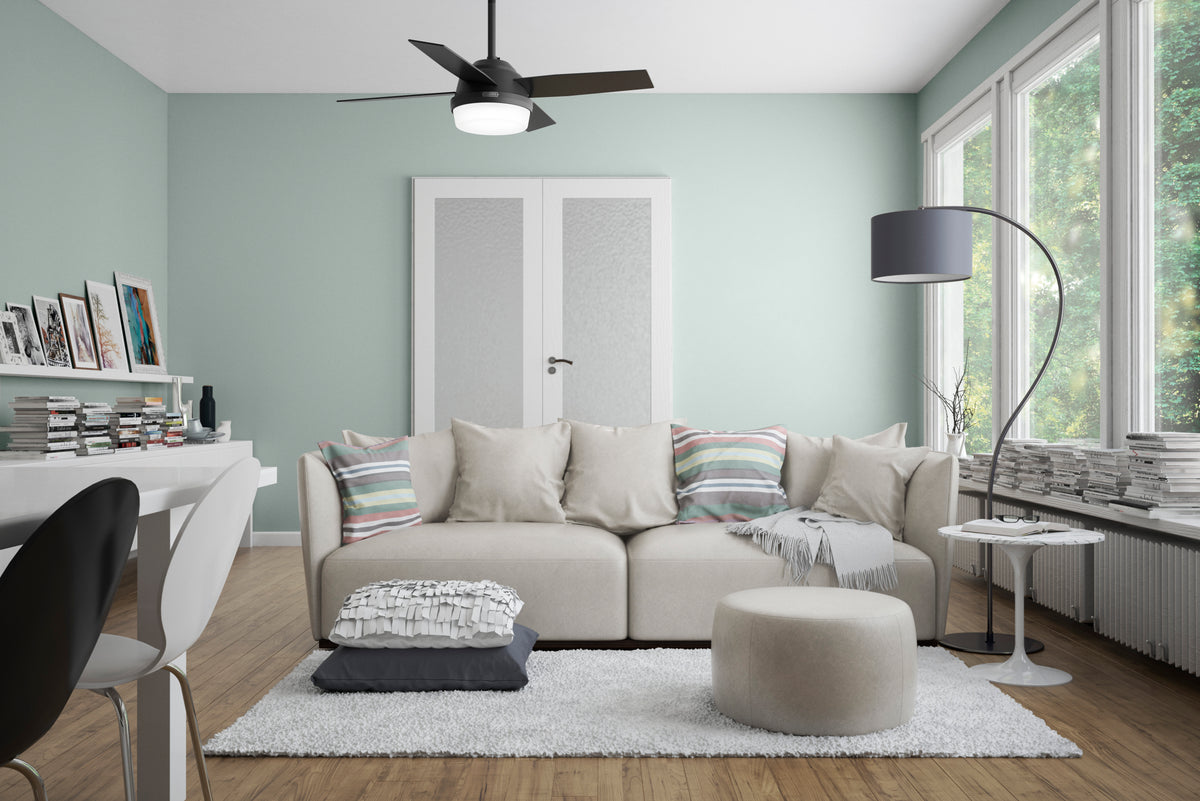44 inch Dempsey Matte Black Ceiling Fan with LED Light Kit and Handheld Remote