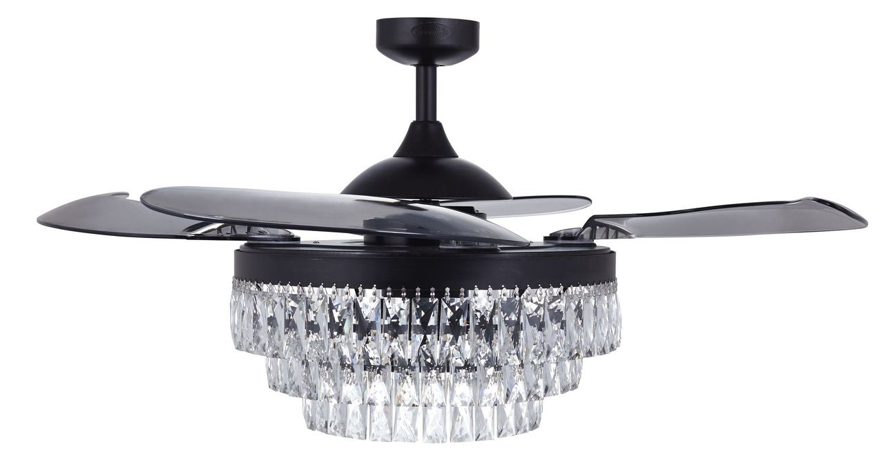 48 Inch Antique Black Retractable Blade Ceiling Fan