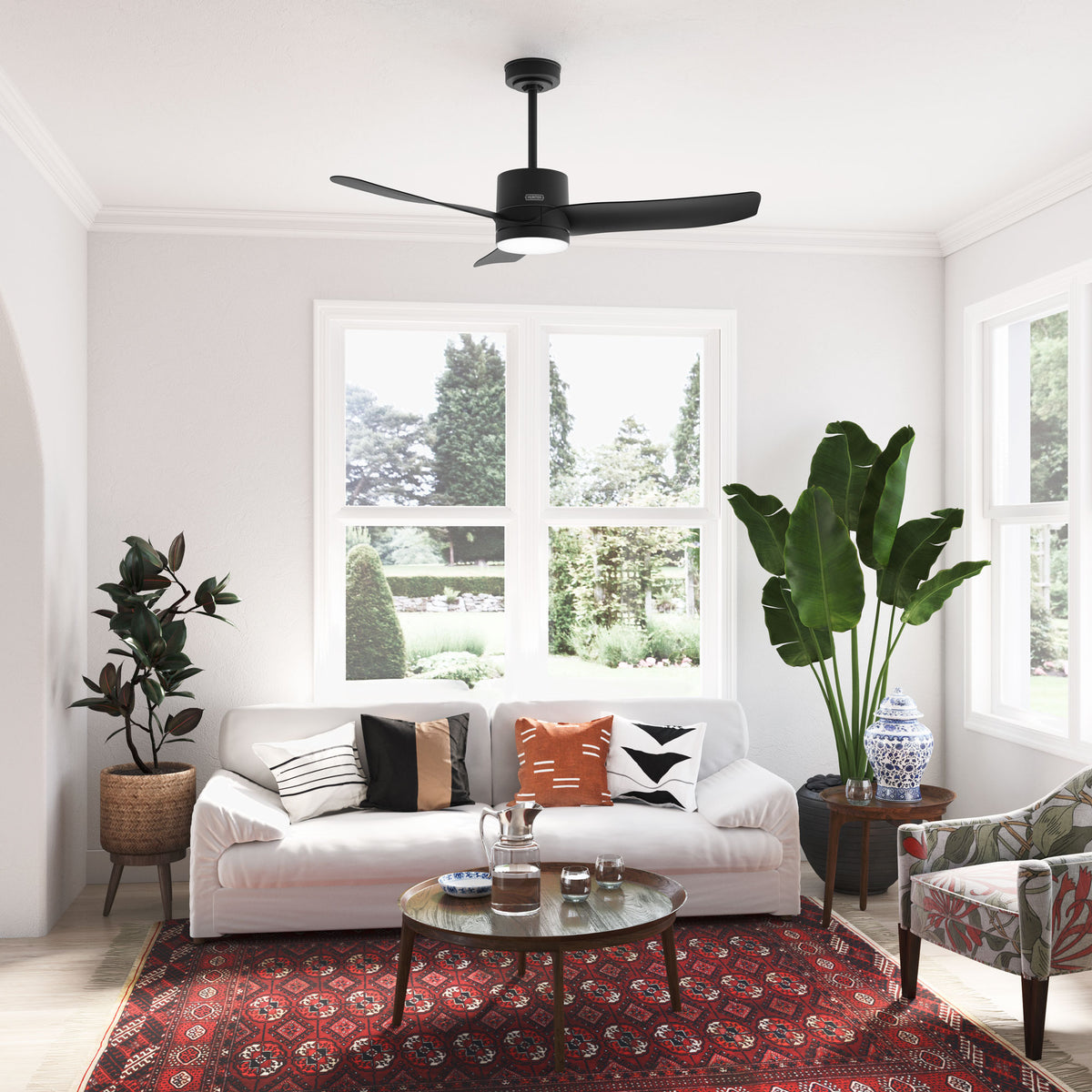 52 inch Bolsa Matte Black Ceiling Fan with LED Light Kit and Handheld Remote