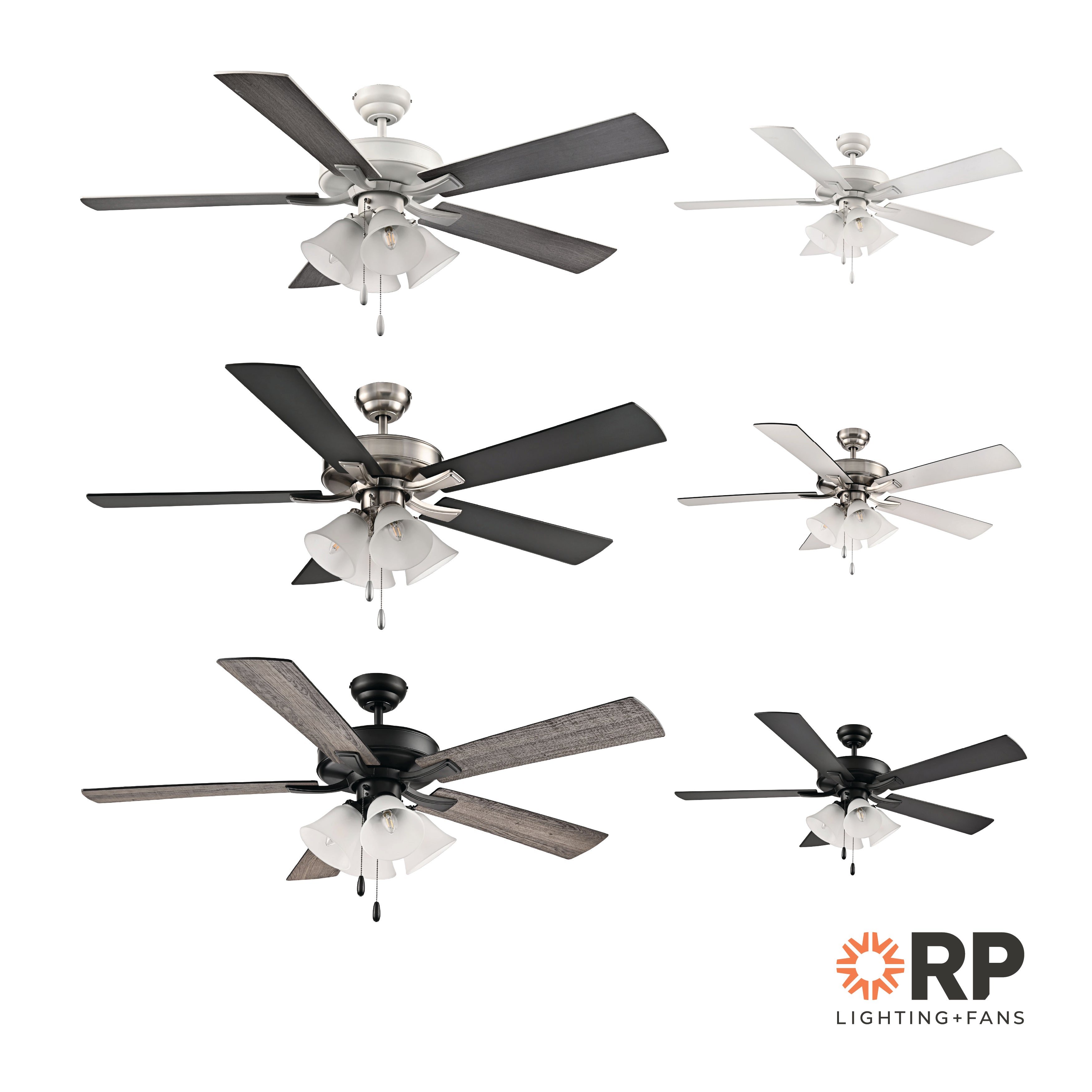52 Inch Calivane AC Brushed Nickel Indoor Ceiling Fan 5-Blade 4 Lights Reversible