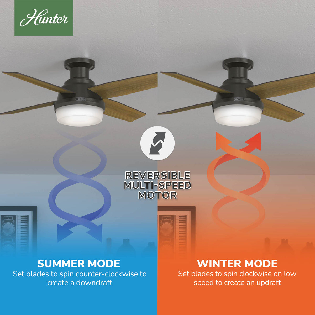 44 inch Dempsey Noble Bronze Low Profile Ceiling Fan with LED Light Kit and Handheld Remote