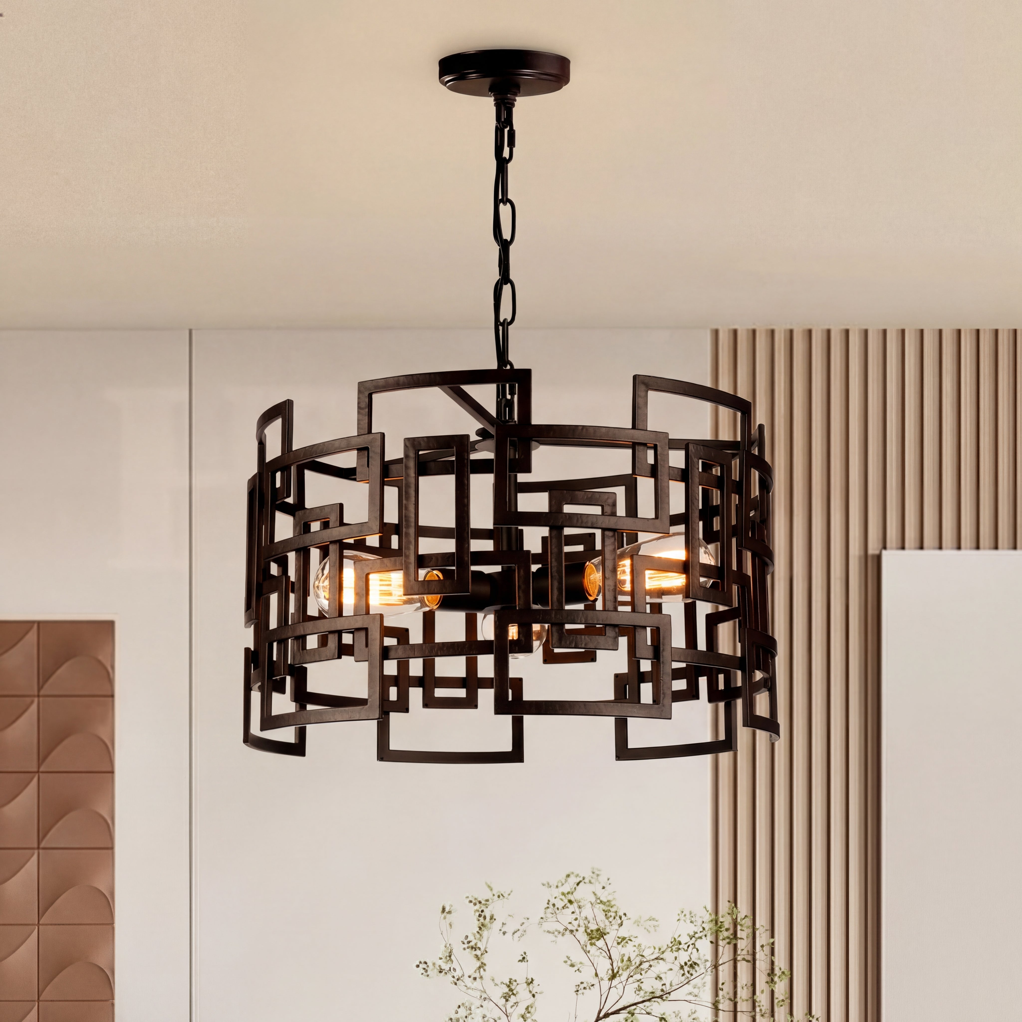 Litani 3 Light Brown Chandelier