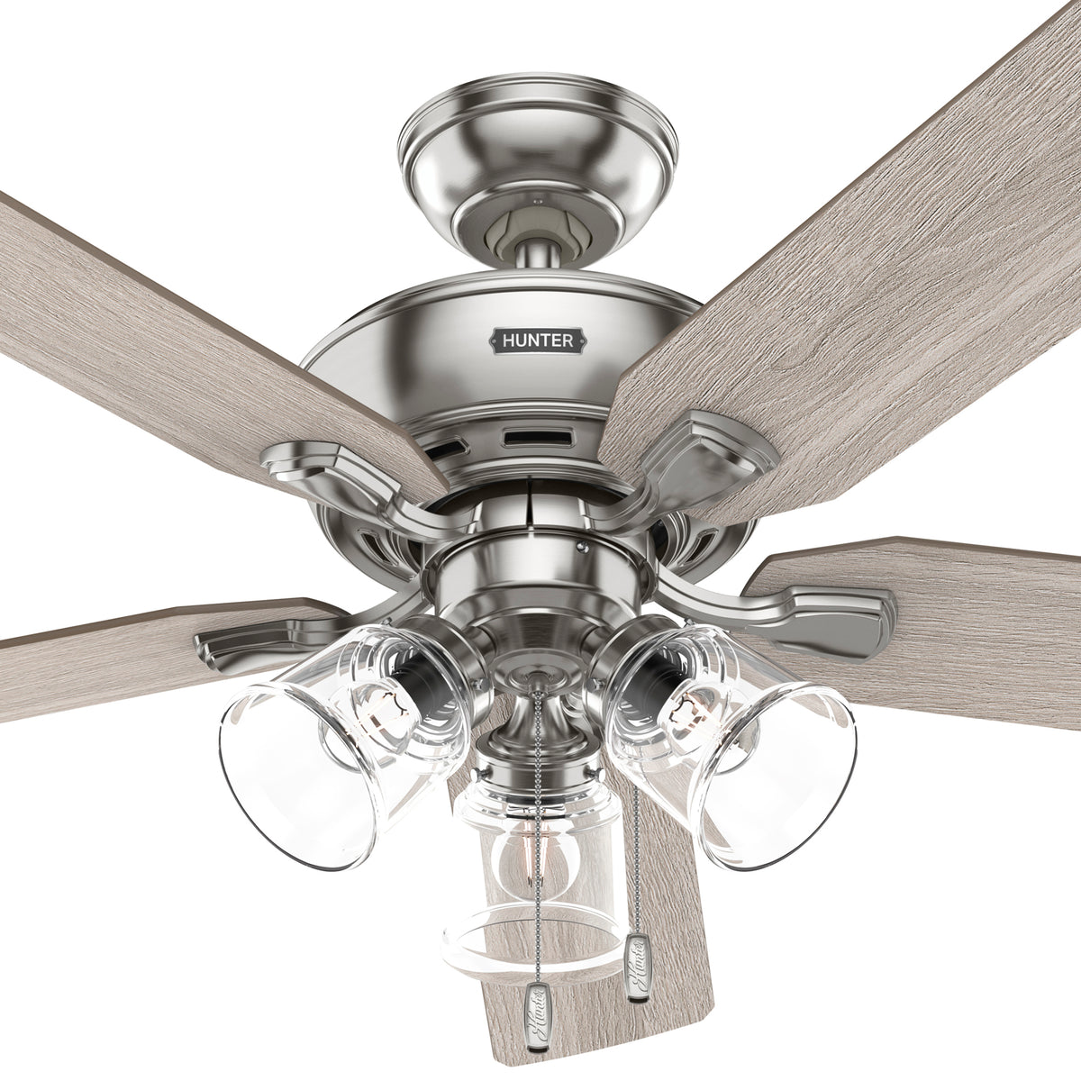 52 inch Rosner Brushed Nickel Ceiling Fan with LED Light Kit and Pull Chain