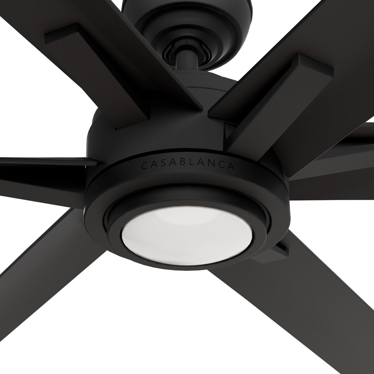 Casablanca 65 inch Melia ENERGY STAR® Matte Black Damp Rated Ceiling Fan with LED Light Kit and Wall Control and Handheld Remote