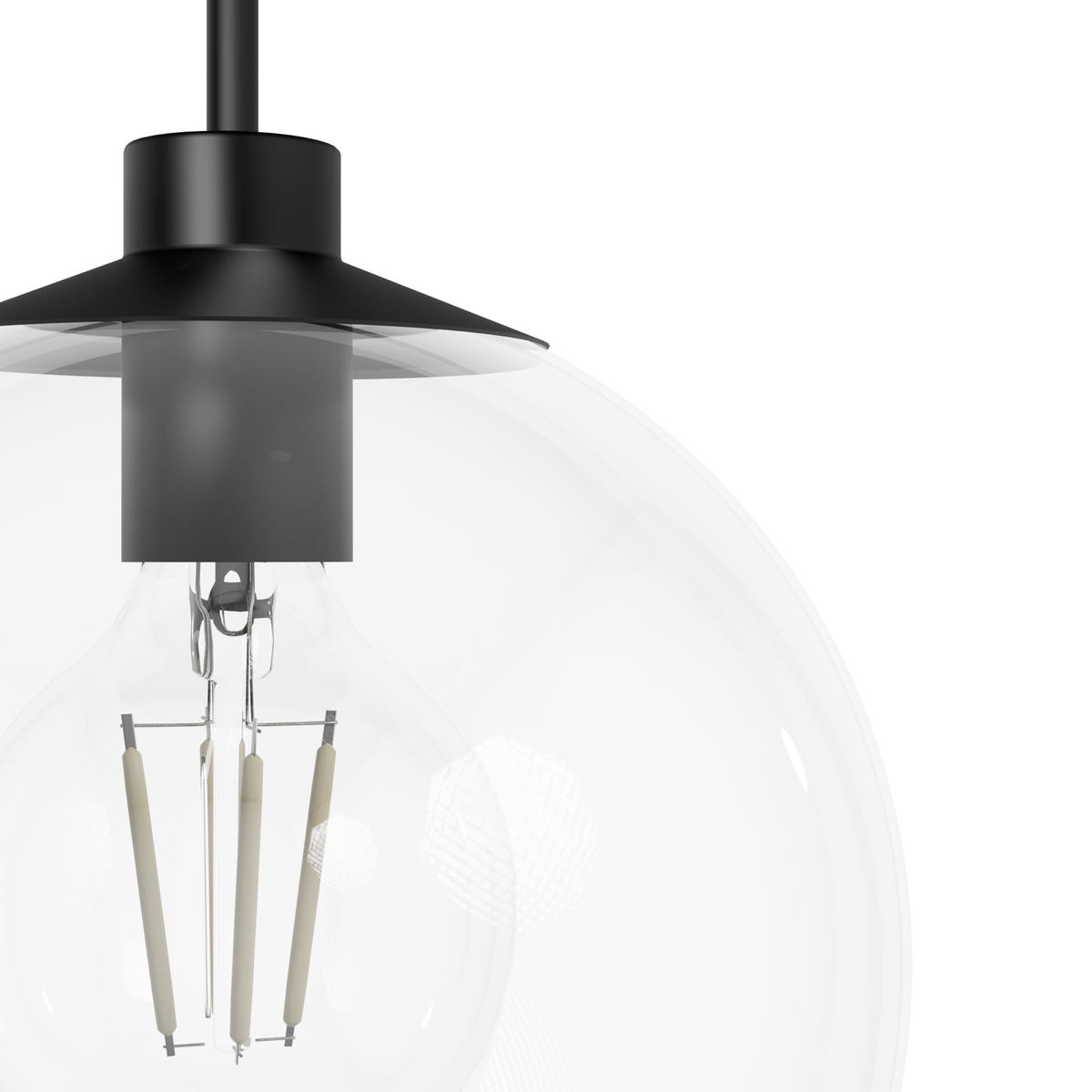 Xidane 12-inch 1-light Matte Black Globe Pendant with Clear Glass