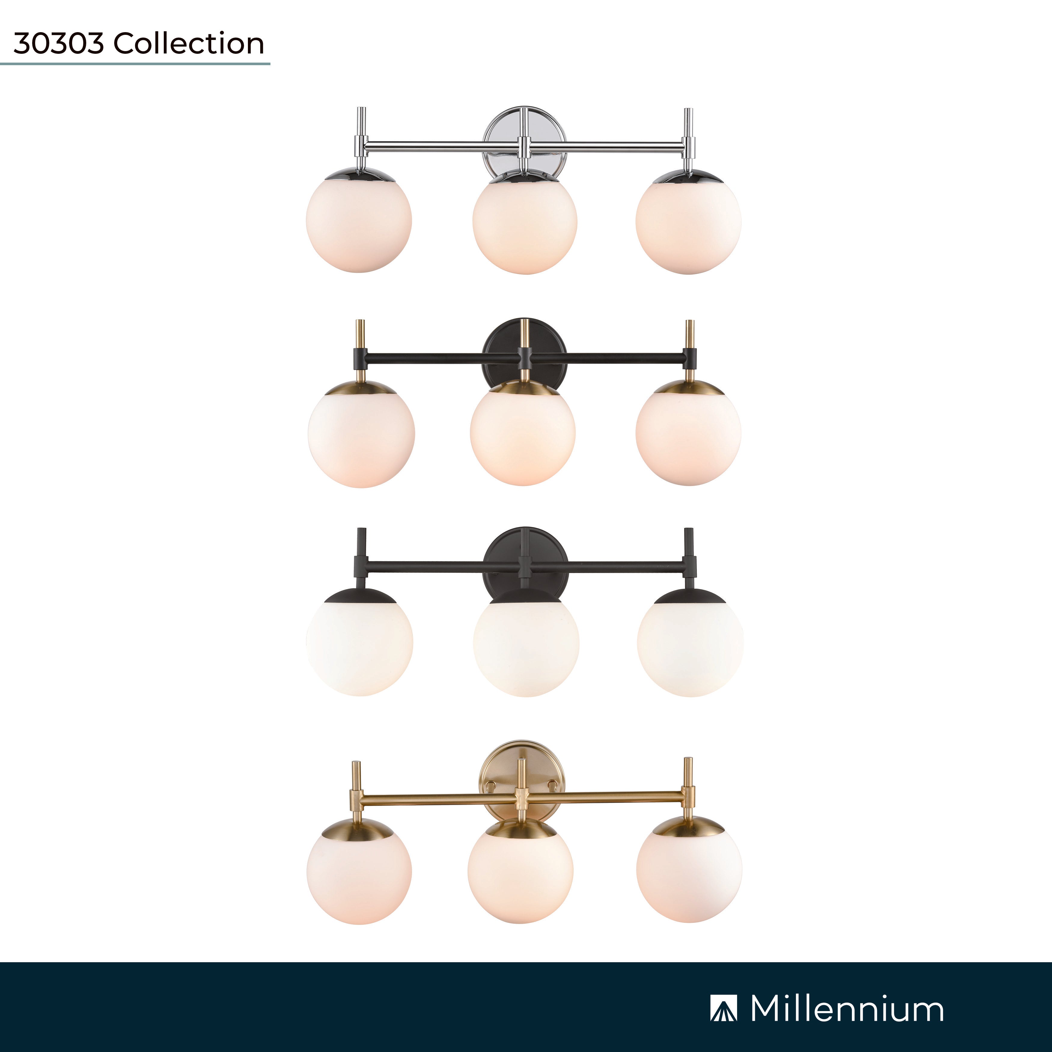 24'' Modern Gold 3 Light Bath Vanity