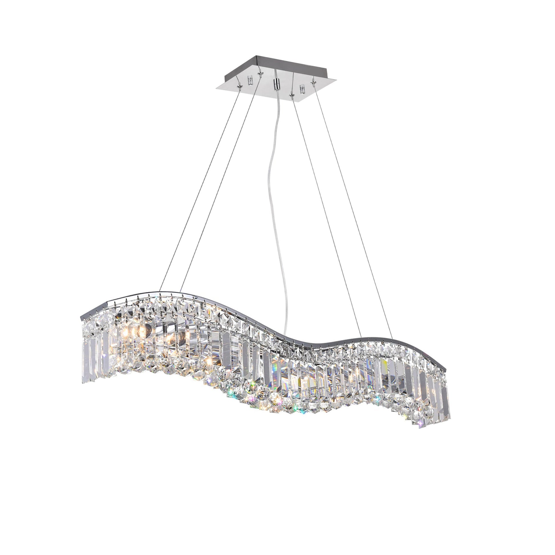 Glamorous 5 Light Chrome Chandelier Down Fixture