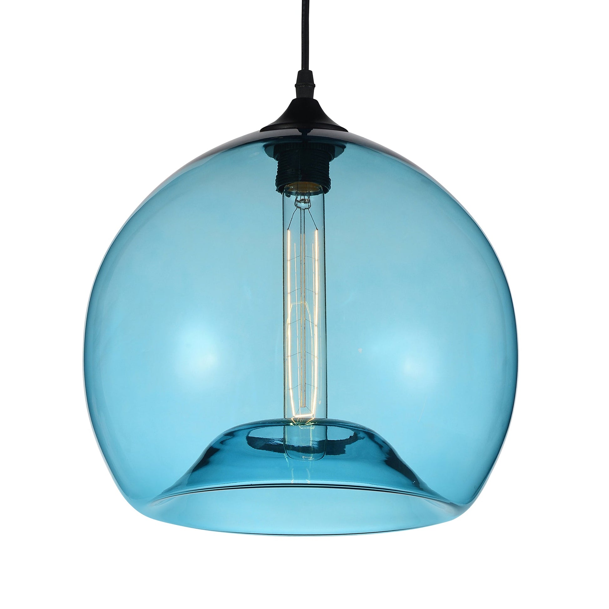 Glass 1 Light 12in Blue Pendant Light