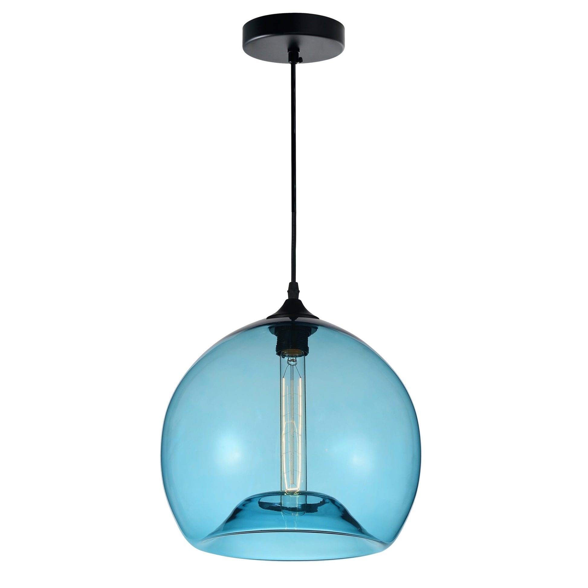 Glass 1 Light 12in Blue Pendant Light