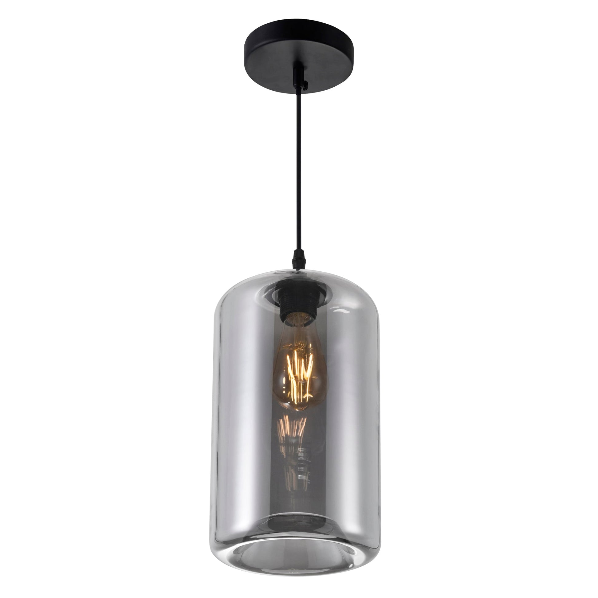 Glass 1 Light 7in Smoke Mini Pendant